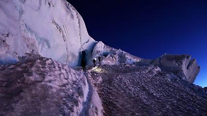 Climbing Rainier at Night