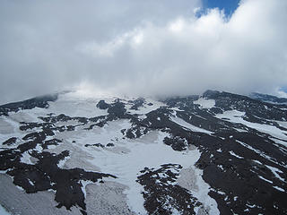 Our high point on the south face of Lanin where wind forced a retreat