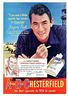 1950 Chesterfield Cigarette ad Gregory Peck