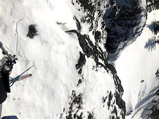 exciting cliff with cornice on the Johnson summit (odd photo, sorry)