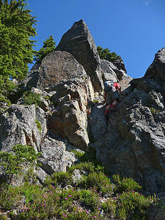 Scrambling up blocks on E Garfield ridge