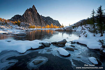 Prusik Peak above frozen Gnome Tarn