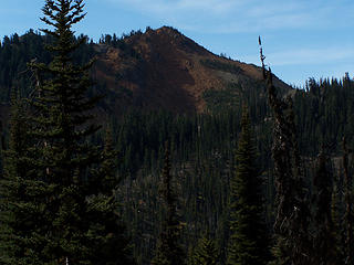 Interesting reddish colored peak across from Esmerelda.