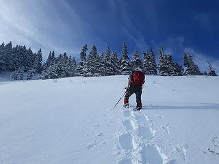 Neil breaking trail under 4,000'