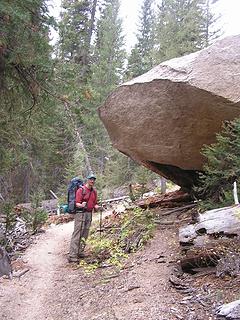 Rock that displaced original trail