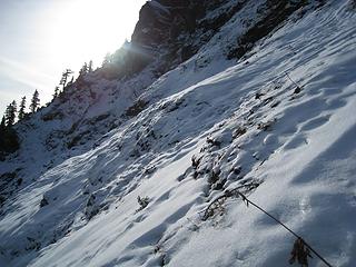 snow conditions on the north side of the mountain