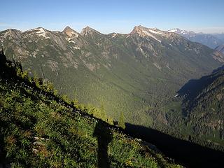 Matt's shadow looking off the Big Beaver side of Wiley Ridge