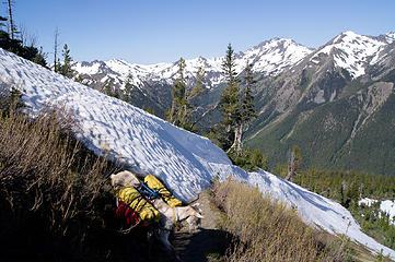 looking back at first snow drift