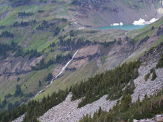 Zoom of Goat Lake and Falls.