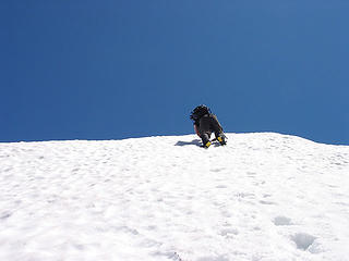 Craig Ascending Snow Wall Above Gully On Baring Mtn
