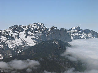 Mt Index And Mt Persis From Gully On Baring Mtn