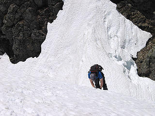 Randy Ascending Snow Wall Above Gully On Baring Mtn