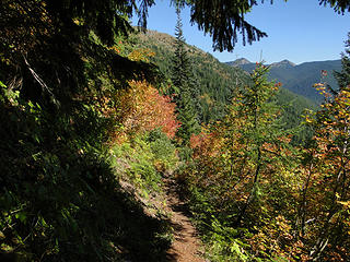 Views below rocky vista on Shriner Peak trail.