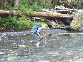 Dad crossing the N.F. Quinalt