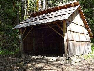 Recently rebuilt Bolt Shelter is 2.5 miles up the trail