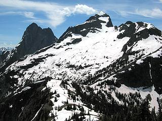 Looking down from Hill 6500 to Hill 6000 and Hozomeen