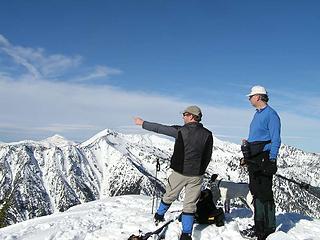 Geo Tom showing Hiker Jim where Seattle is