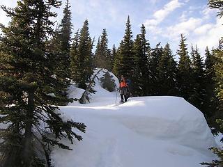 Carol heading down the ridge