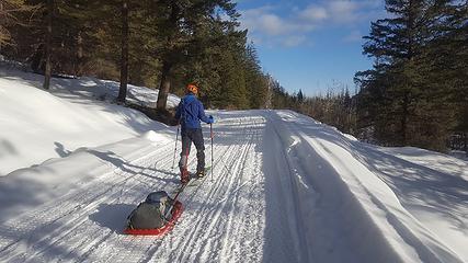 pulling sleds back to the sno park