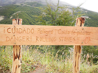 This was my favorite sign (and there are plenty of great signs in Patagonia). My guess is that after translating the Spanish, someone (probably the sign maker) noticed the double meaning and engraved the Rolling Stones logo on it. Really cute.
