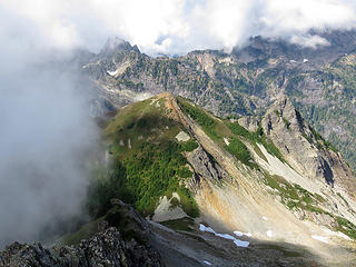 View down to summit pyramid