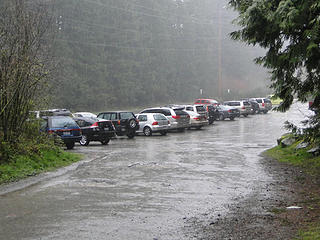 Back to parking lot with a pretty good downpour of rain and wet snow.