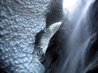 Moat and waterfall detail, Big Four Snow Cave III.