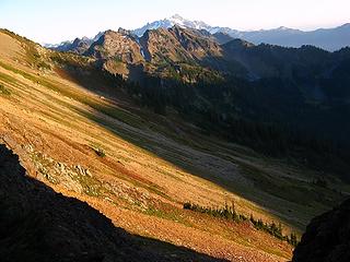 Looking forward at the slope down to The Forested Shoulder