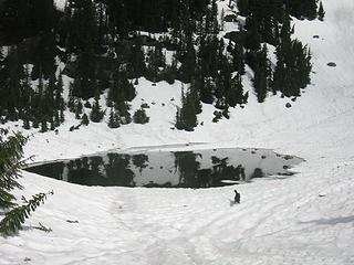 It's all still snow around the lake