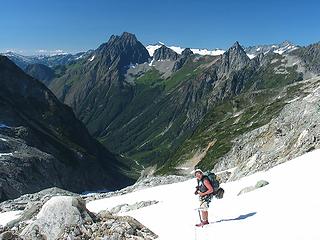 Ed on Middle Cascade Glacier with Axe