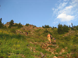 Start of scramble up Kendall Peak.