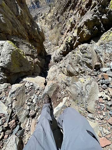 looking back down the crux