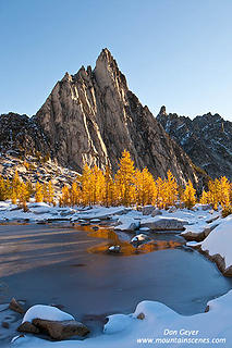 Prusik Peak above frozen Gnome Tarn