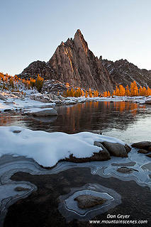 Prusik Peak above frozen Gnome Tarn