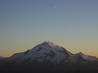 Crescent Moon over Glacier Peak from Camp 2