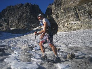 Tiptoeing Across the Glacier towards Totem Pass