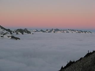 Sunrise descends toward the Buckindy Range, 5:48am