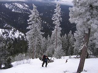 Tom hiking up