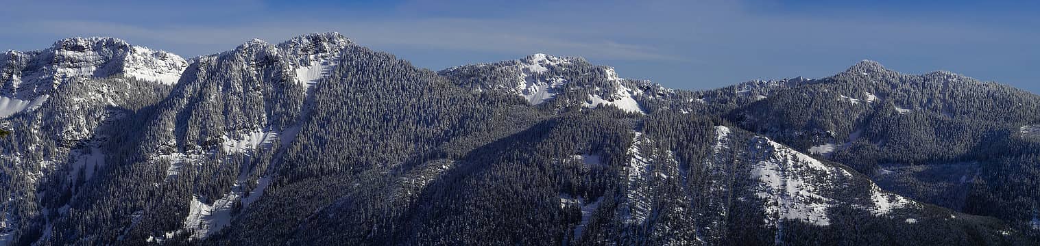 Recent view of Rampart Ridge and Dungeon Pk from Olallie/Radio Mtn . . .