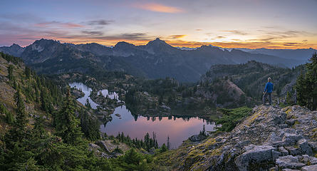 Rampart Lakes just before sunrise