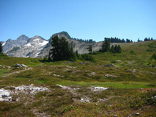 Lower portion of Goat Flats with the shoulder of our destination above