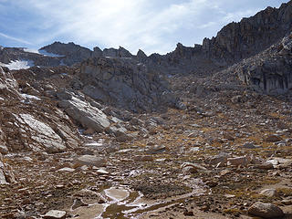 below the descent col