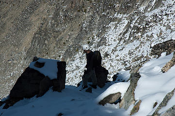 Tom surveying our best route down