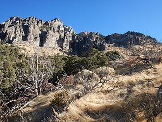 shaded dryfalls (center) with grassy bypass (right)