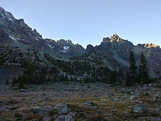 Looking back to Surprise Basin. Clark on the right, Johnson on the left