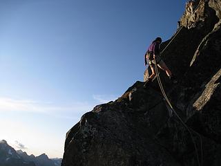 rappeling down