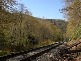 railroad to cross to access High Falls of the Cheat
