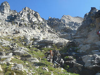 Danny heading up the gully