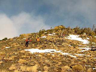 Golden light below summit