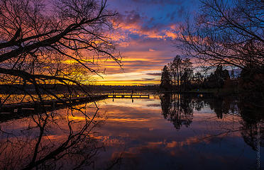 Seattle's Green Lake at sunset.  Fuji GFX50s and Zeiss 18mm